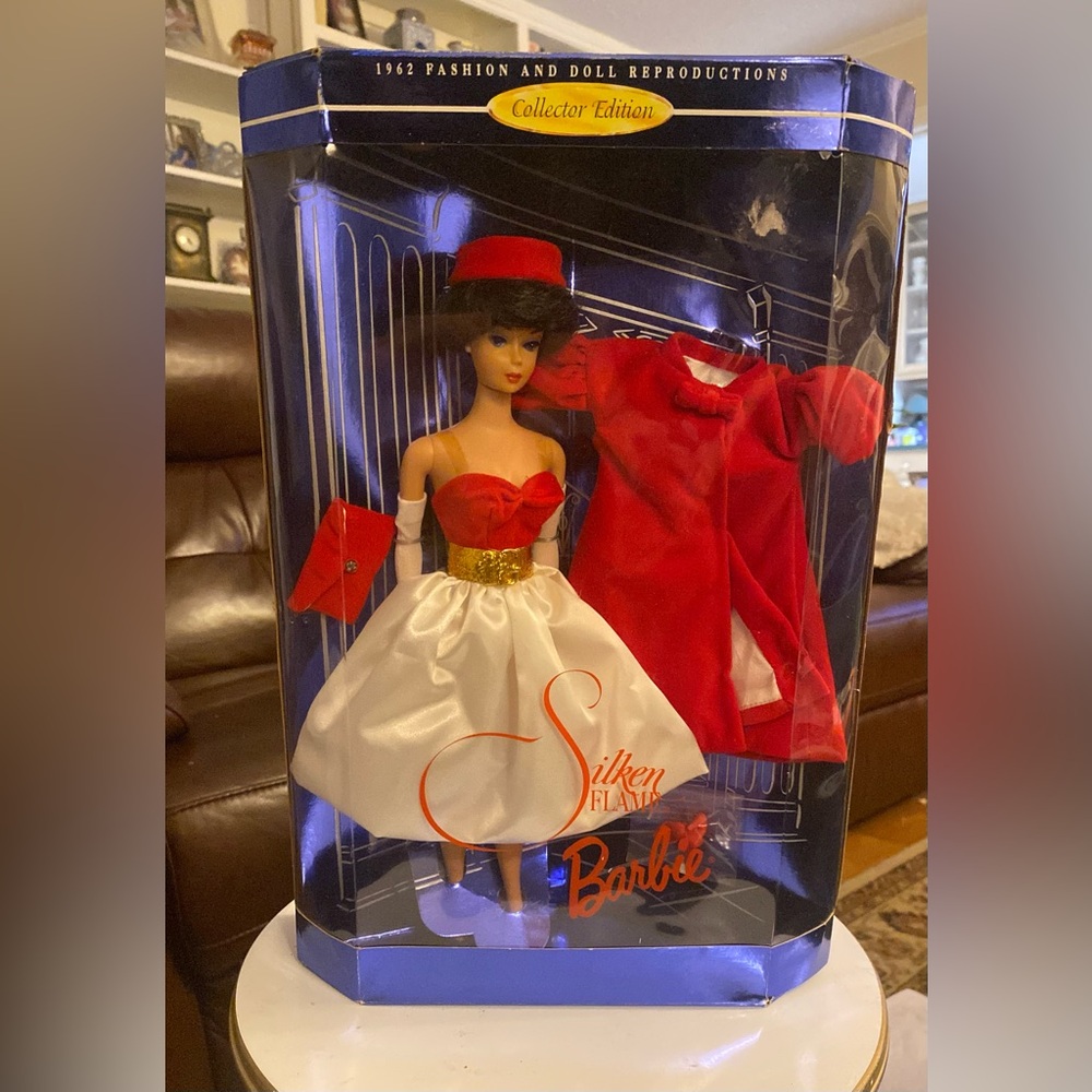 Silken Flame Barbie Brunette Doll with Red and White Outfit, New in Box, 1997